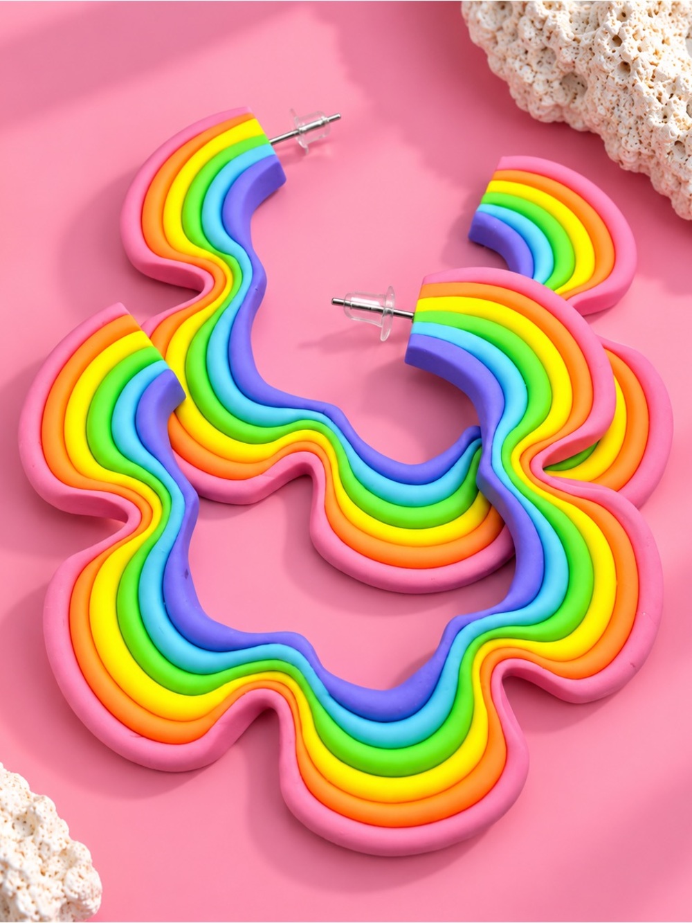 Flower Power — Retro — Handmade Hoop Earrings — Rainbow Rush